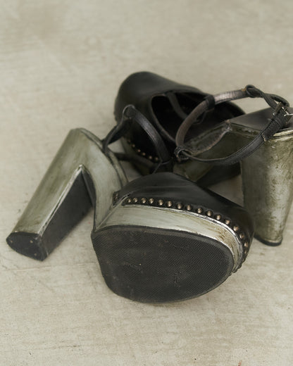 Prada Black Leather Platform Clogs