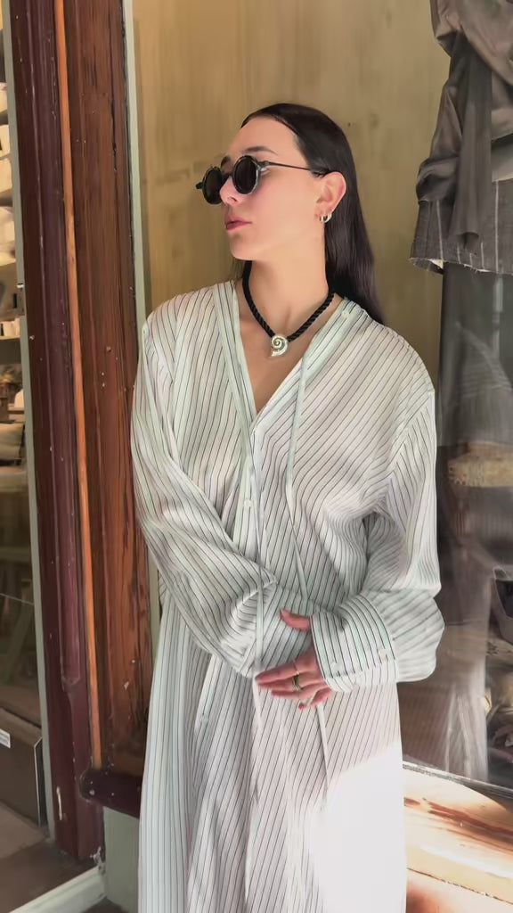 Acne Studios Blue Stripe Asymmetric Shirt Dress Blue A20828