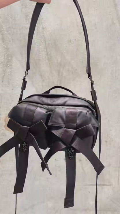 Black Beaded Classic Bow Crossbody Bag