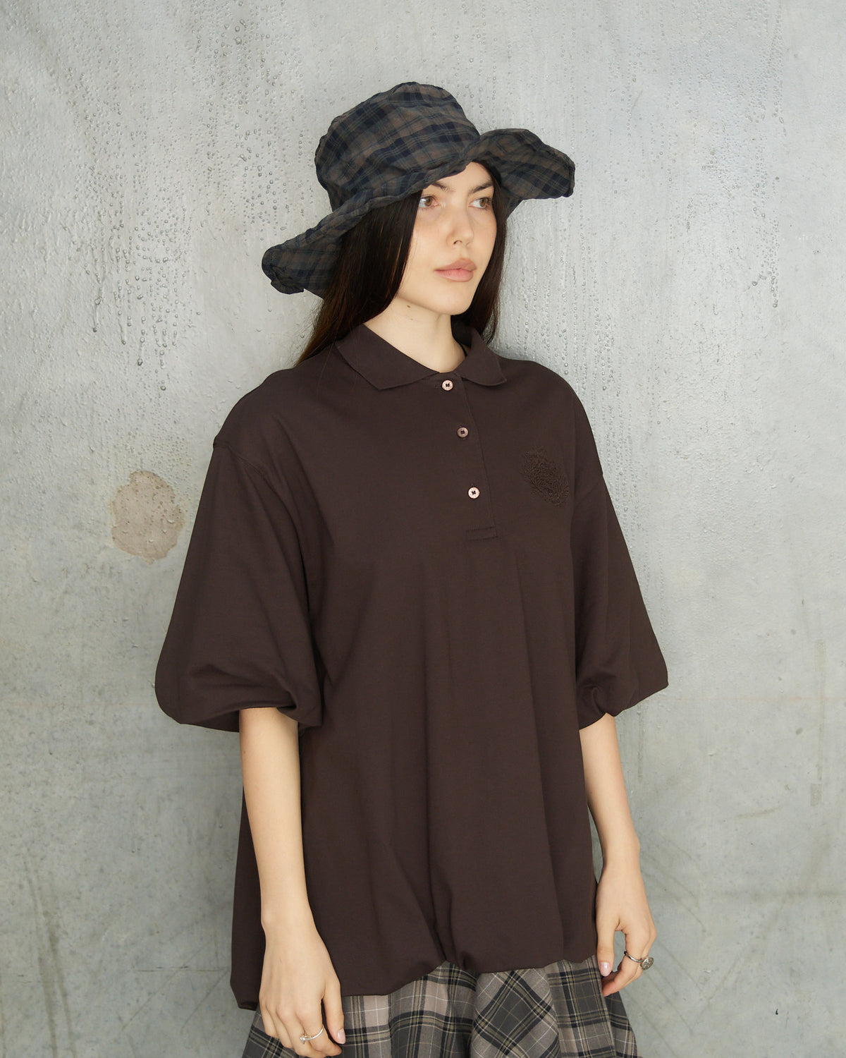Navy Check Linen Tom Hat