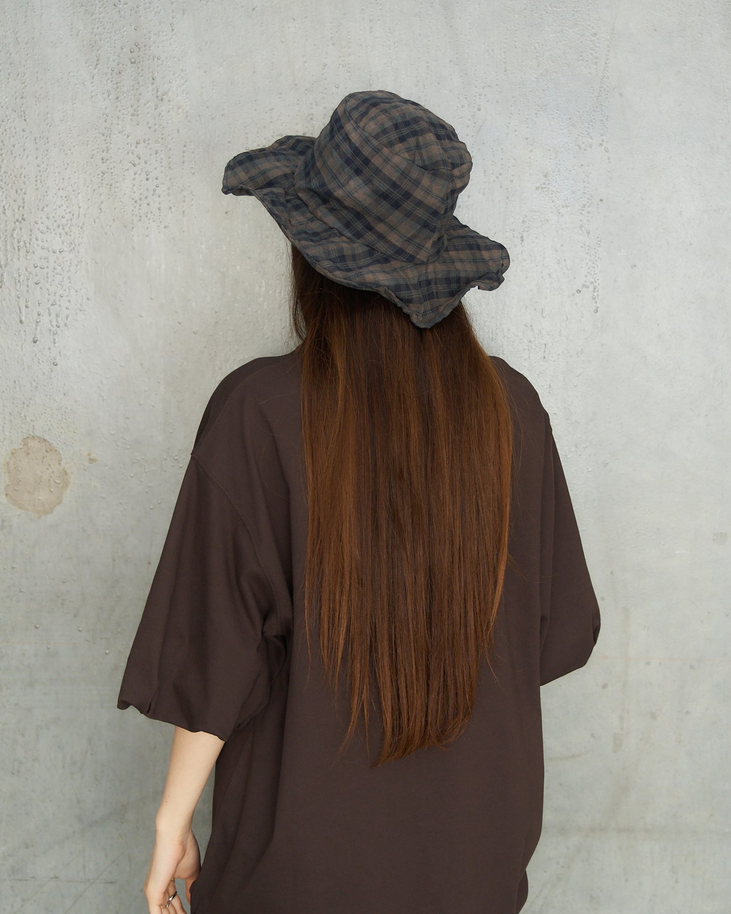 Navy Check Linen Tom Hat