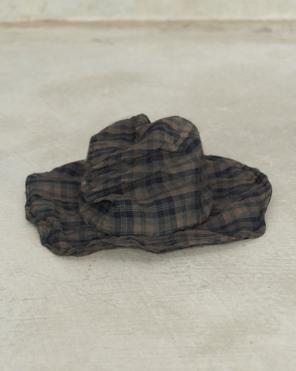 Navy Check Linen Tom Hat
