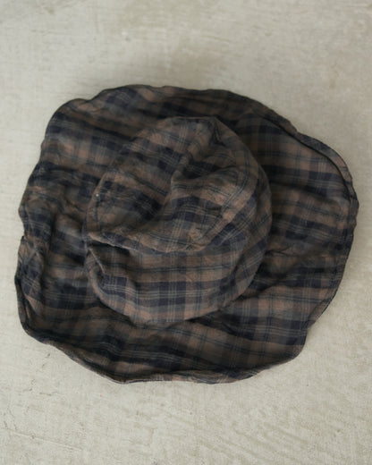 Navy Check Linen Tom Hat