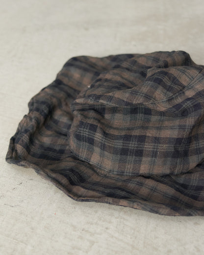 Navy Check Linen Tom Hat