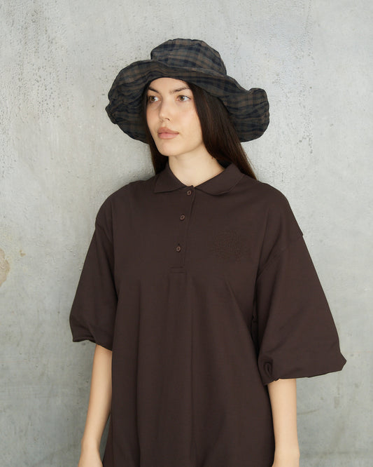 Navy Check Linen Tom Hat