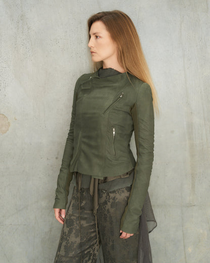 Rick Owens Sage Leather Biker Jacket