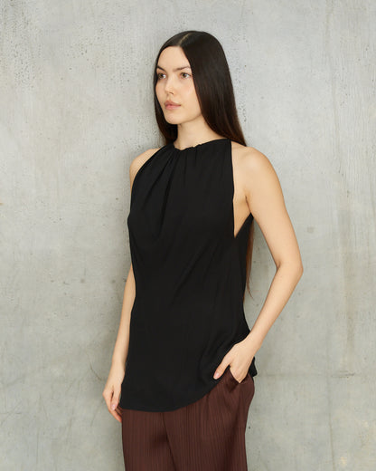 Rick Owens Black Gathered Neck Top