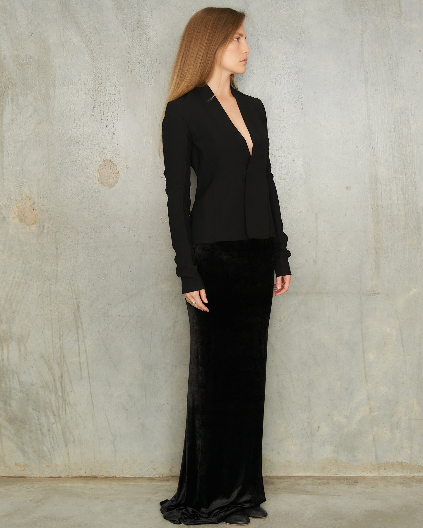 Rick Owens Black Collarless Blazer 