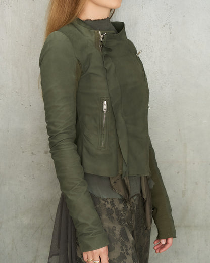 Rick Owens Sage Leather Biker Jacket