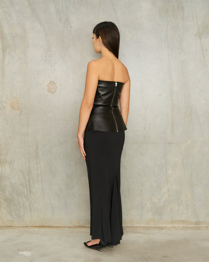 Black Coated Denim Bustier