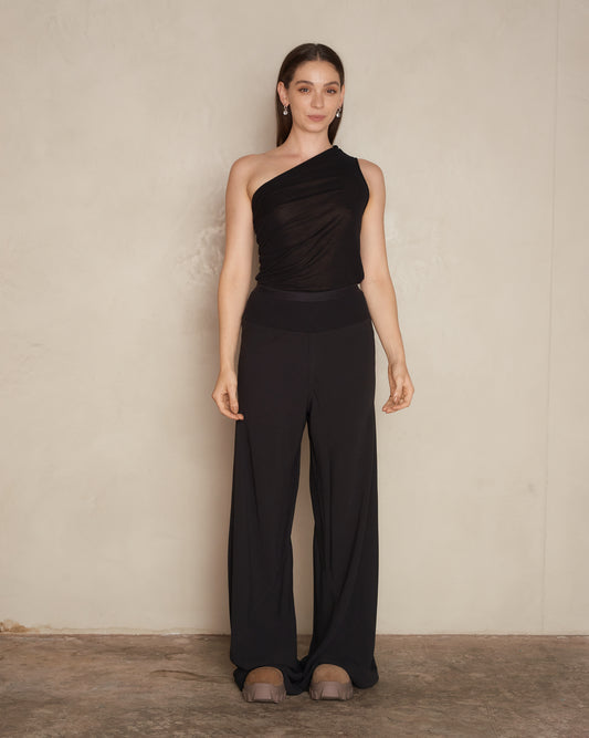 Black Jumbo Bias Trousers
