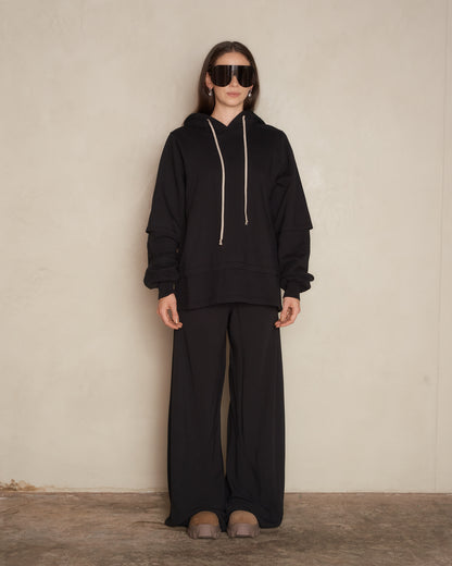 Black Jumbo Bias Trousers