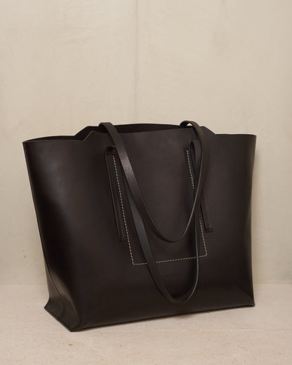 Black Leather Shopper Bag