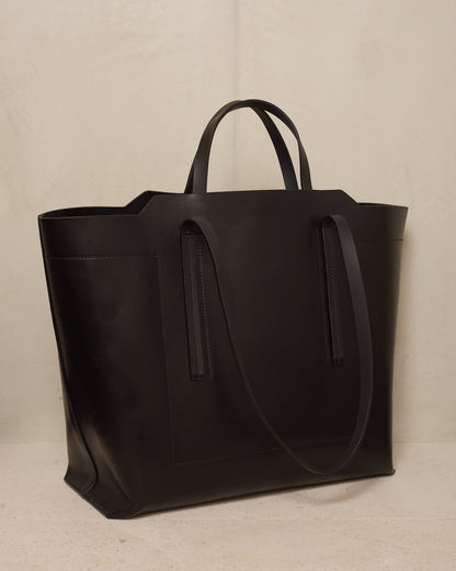 Black Leather Shopper Bag