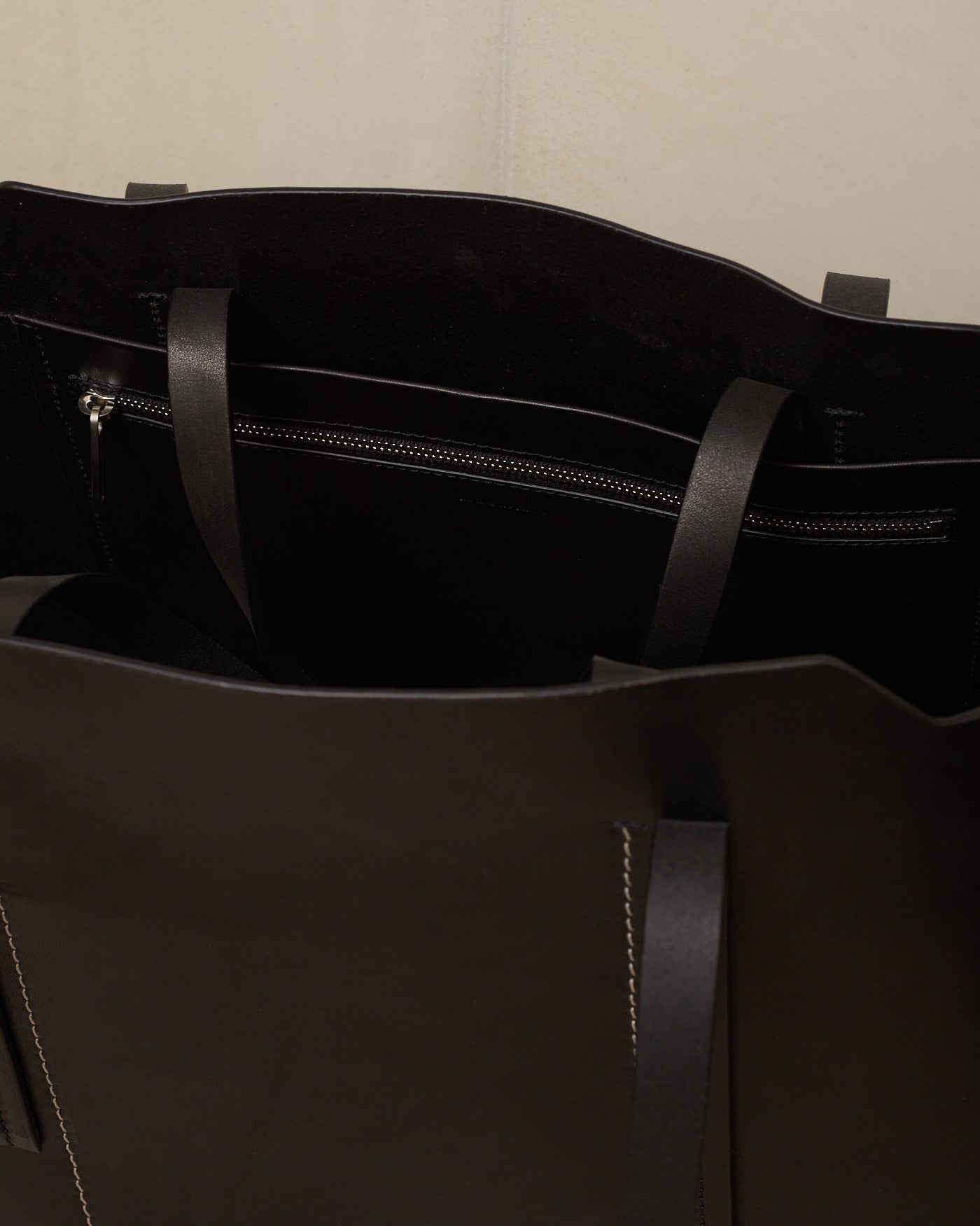Black Leather Shopper Bag