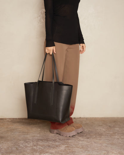 Black Leather Shopper Bag