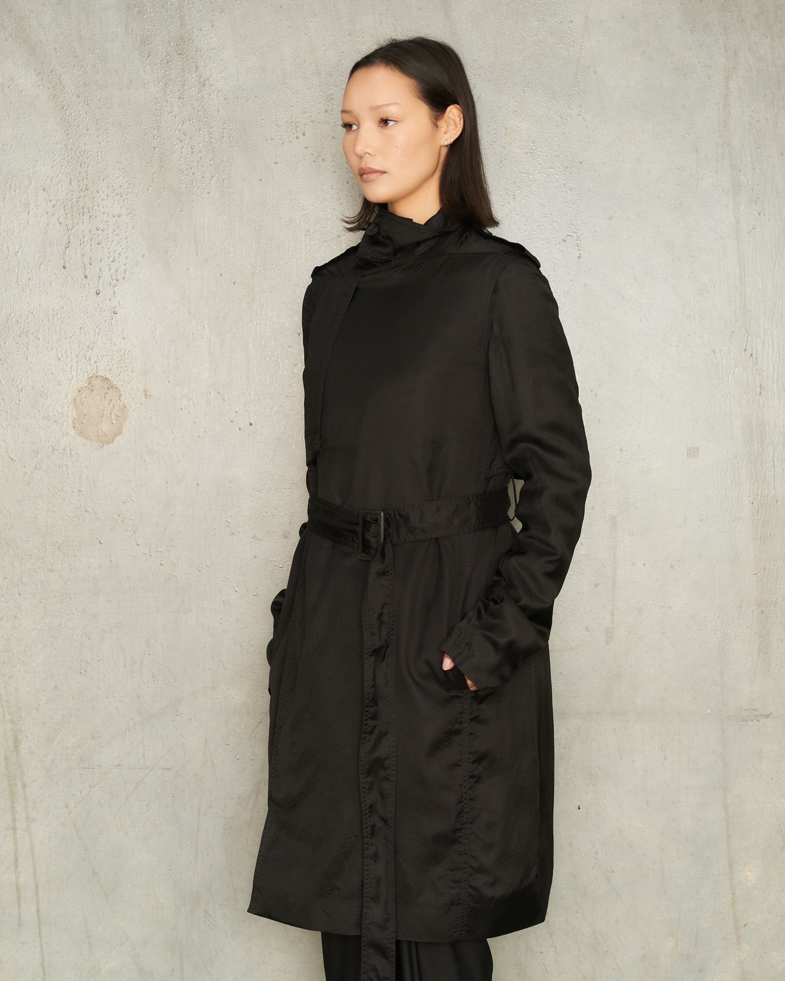 Rick Owens Black Masto Trench Coat Black RP02E4930