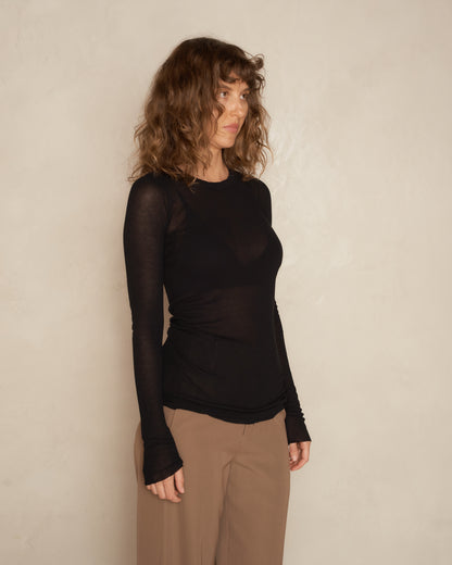 Black Classic Rib Long Sleeve
