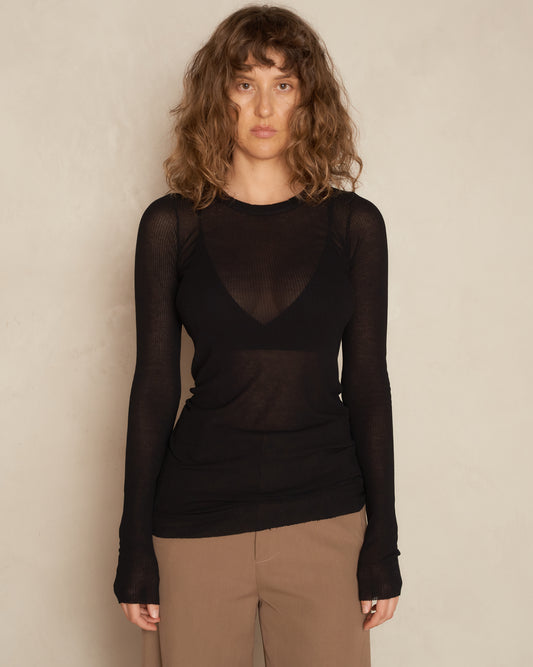 Black Classic Rib Long Sleeve