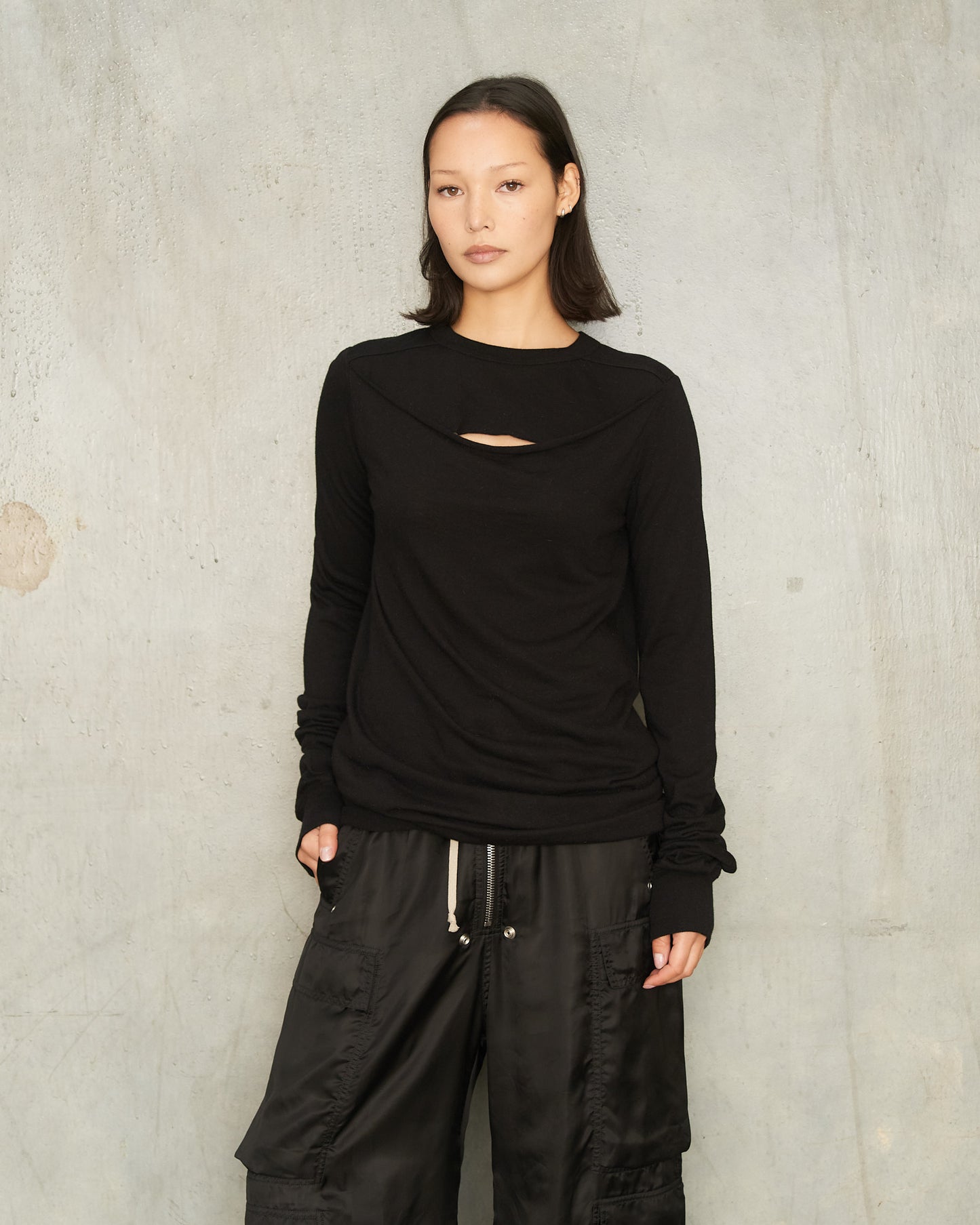 Black Slashed Level Long-Sleeve