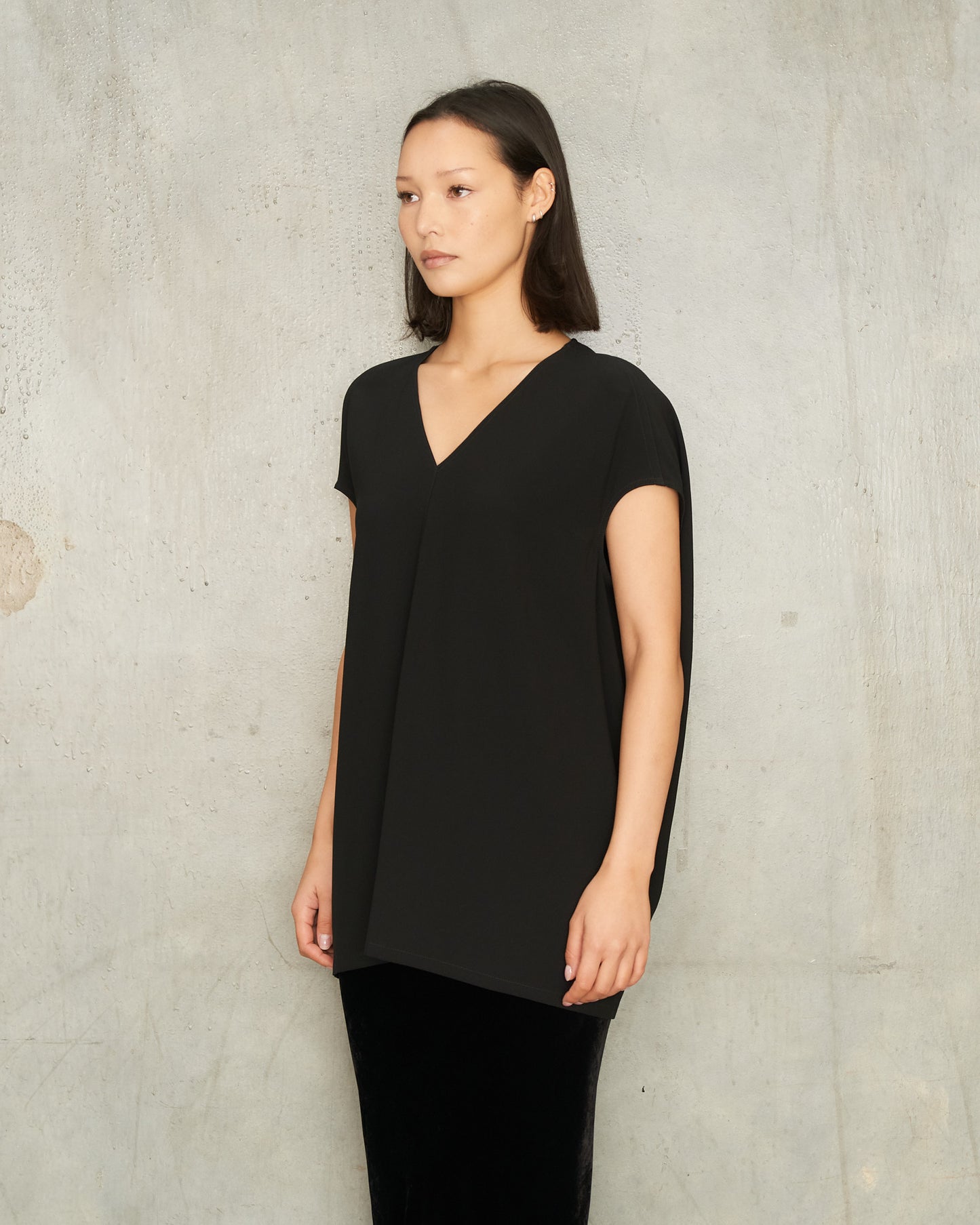 Black V-Neck Floating Top