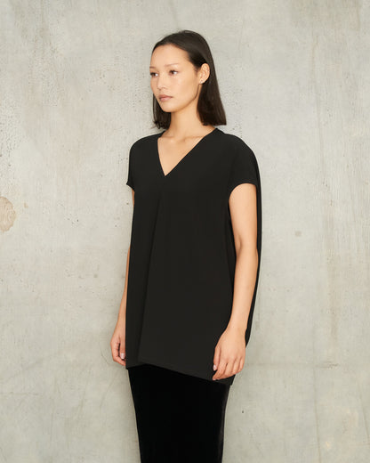 Black V-Neck Floating Top