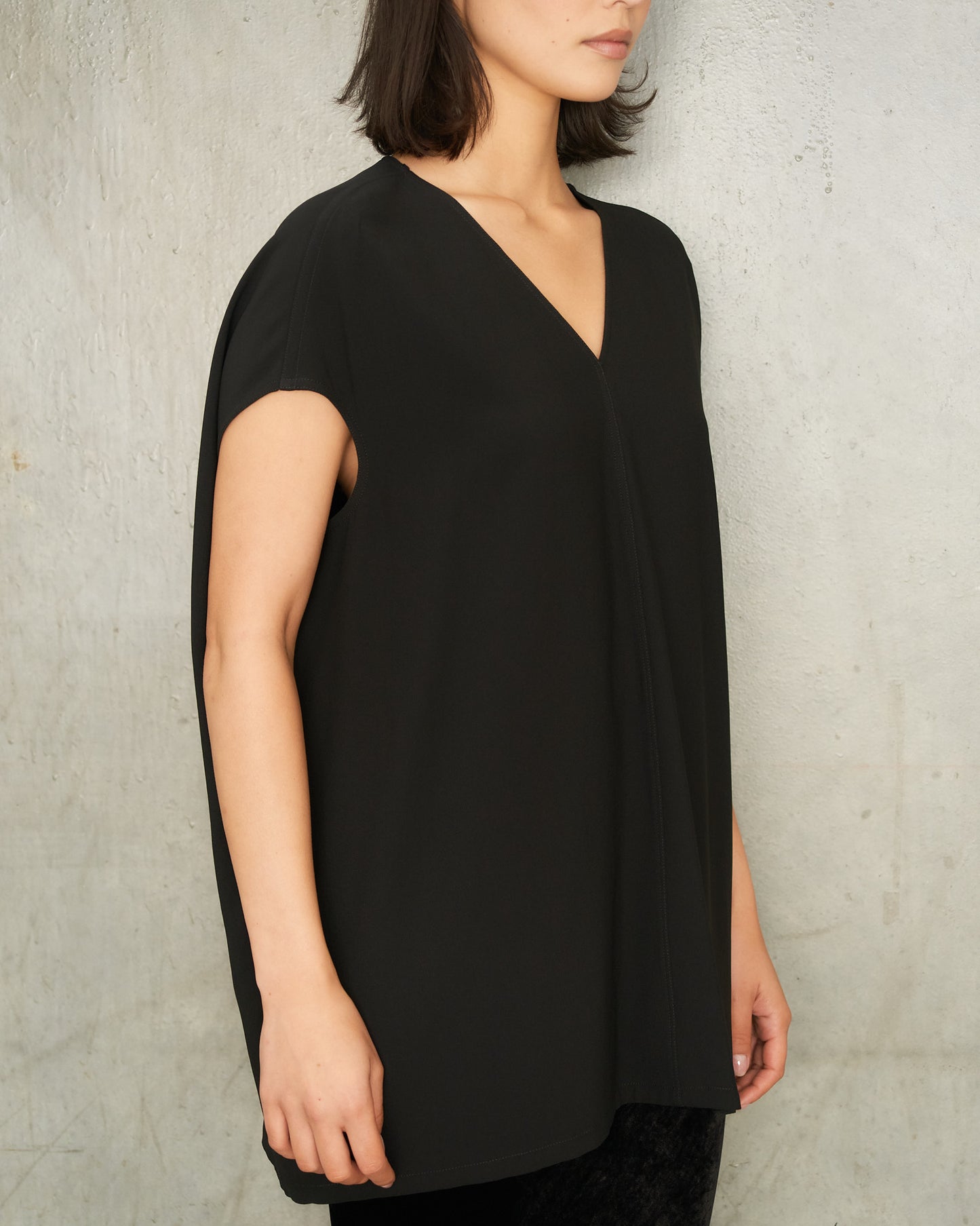 Black V-Neck Floating Top