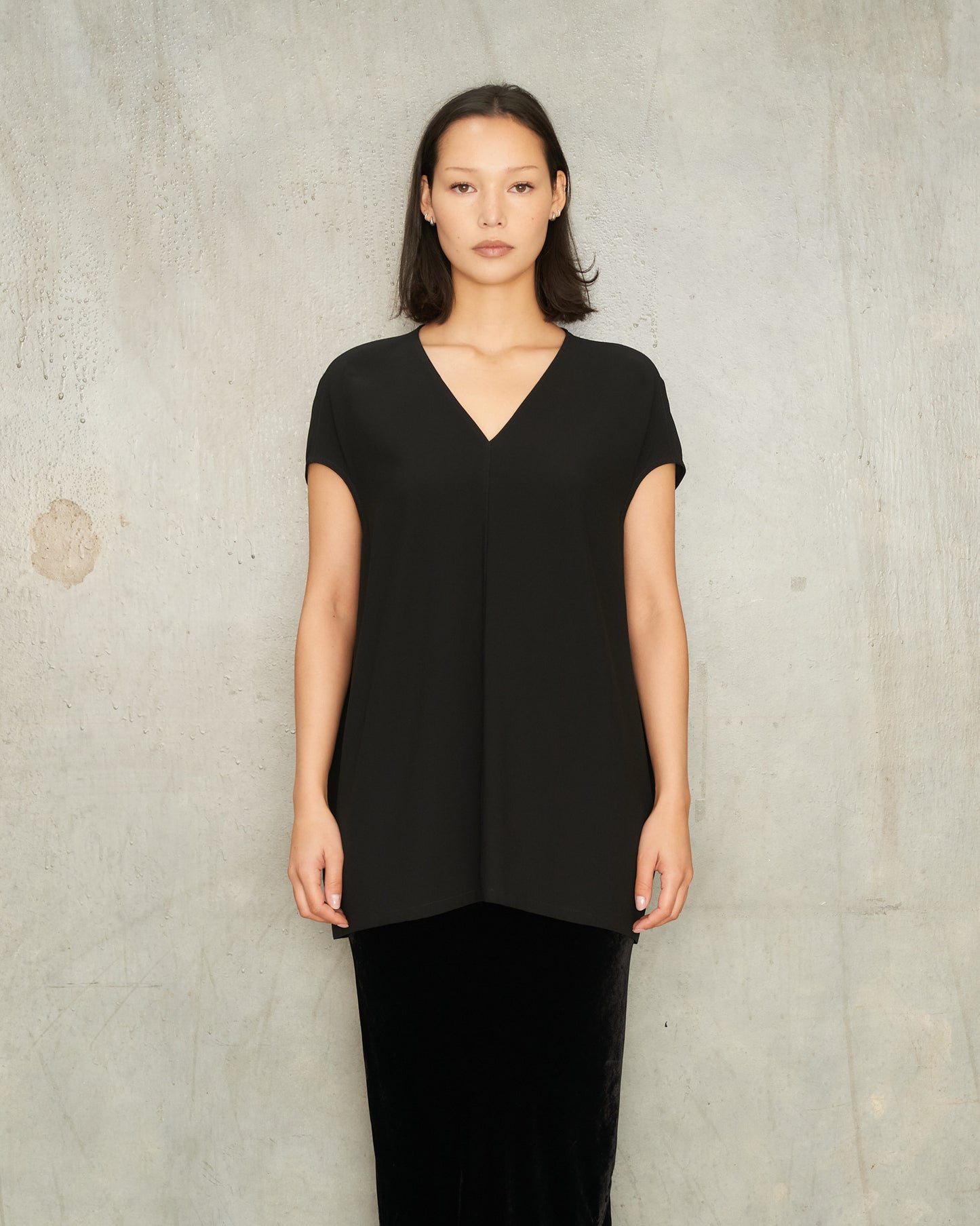 Black V-Neck Floating Top