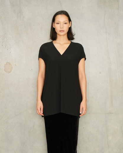 Black V-Neck Floating Top