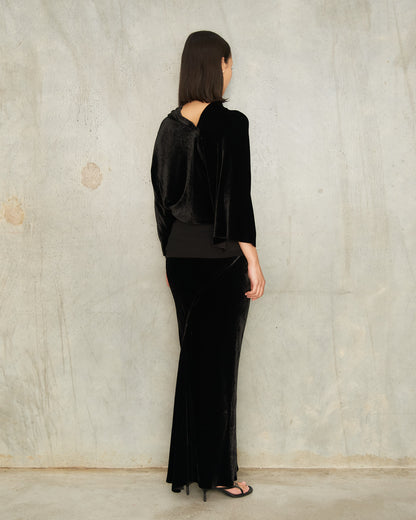 Black Velvet Calf Bias Skirt