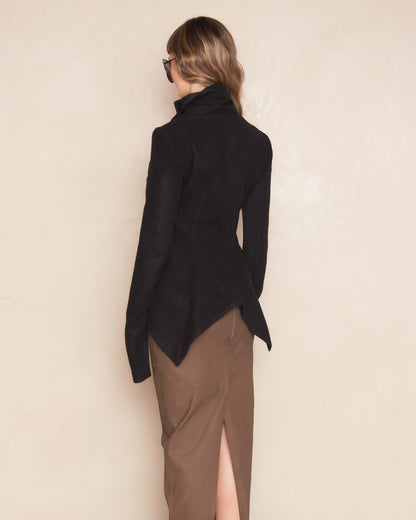 Black Wool Naska Biker Jacket