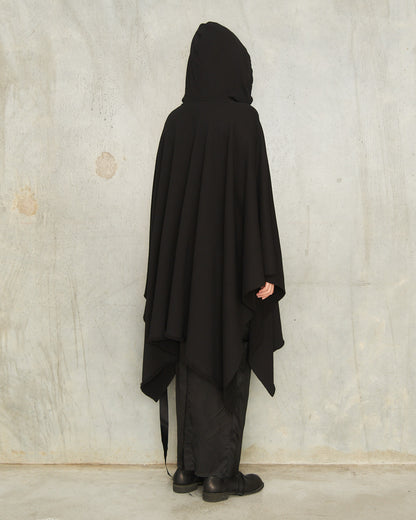 Black Draped Poncho