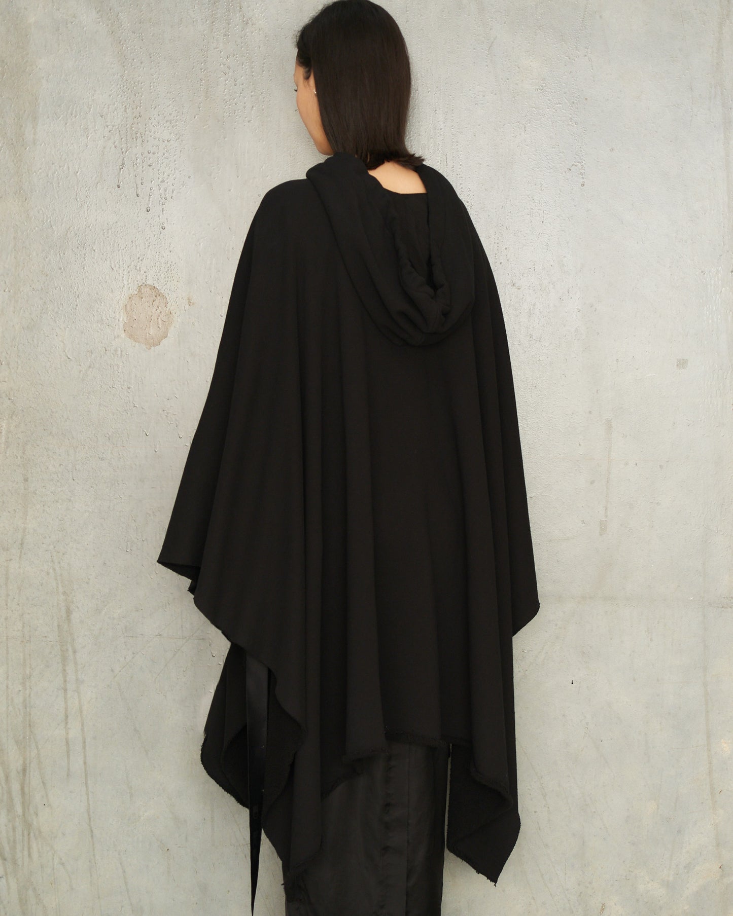 Black Draped Poncho