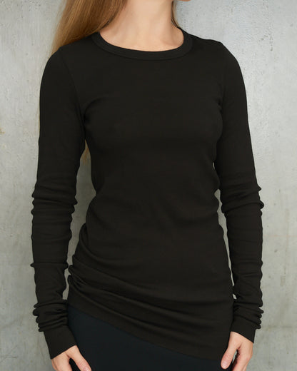 Black Knit Long Sleeve Top