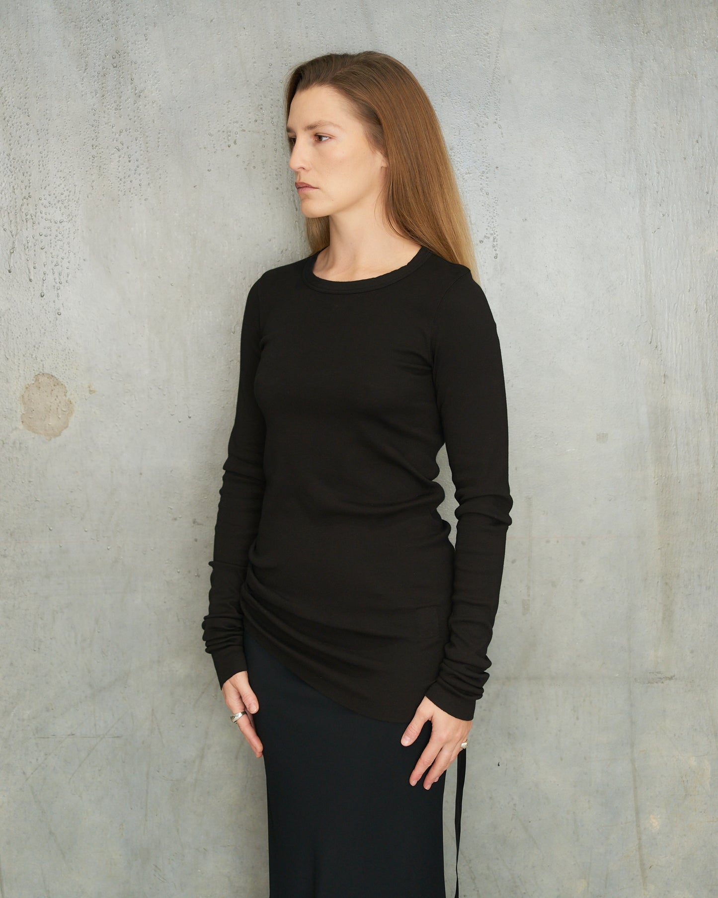 Black Knit Long Sleeve Top