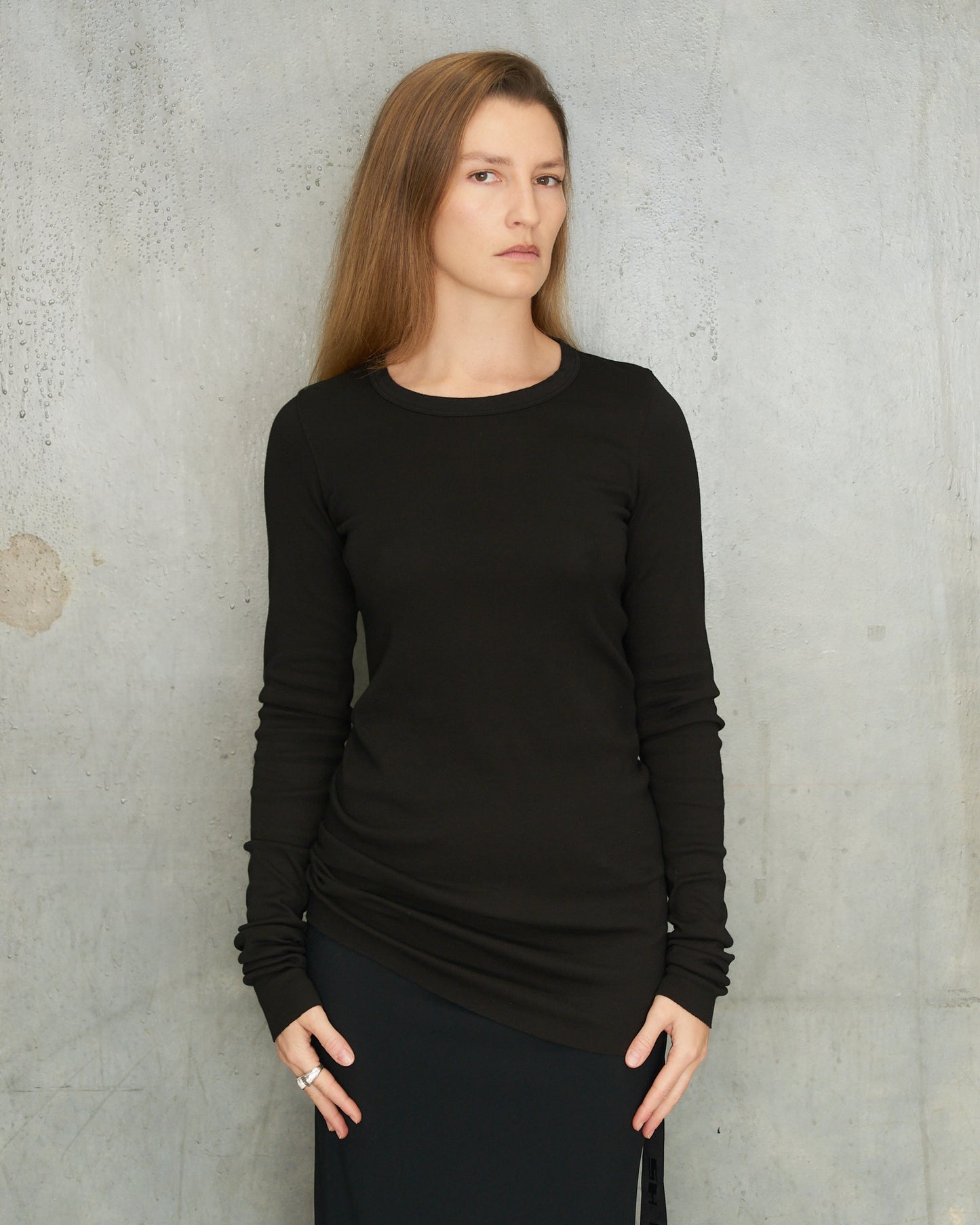 Black Knit Long Sleeve Top