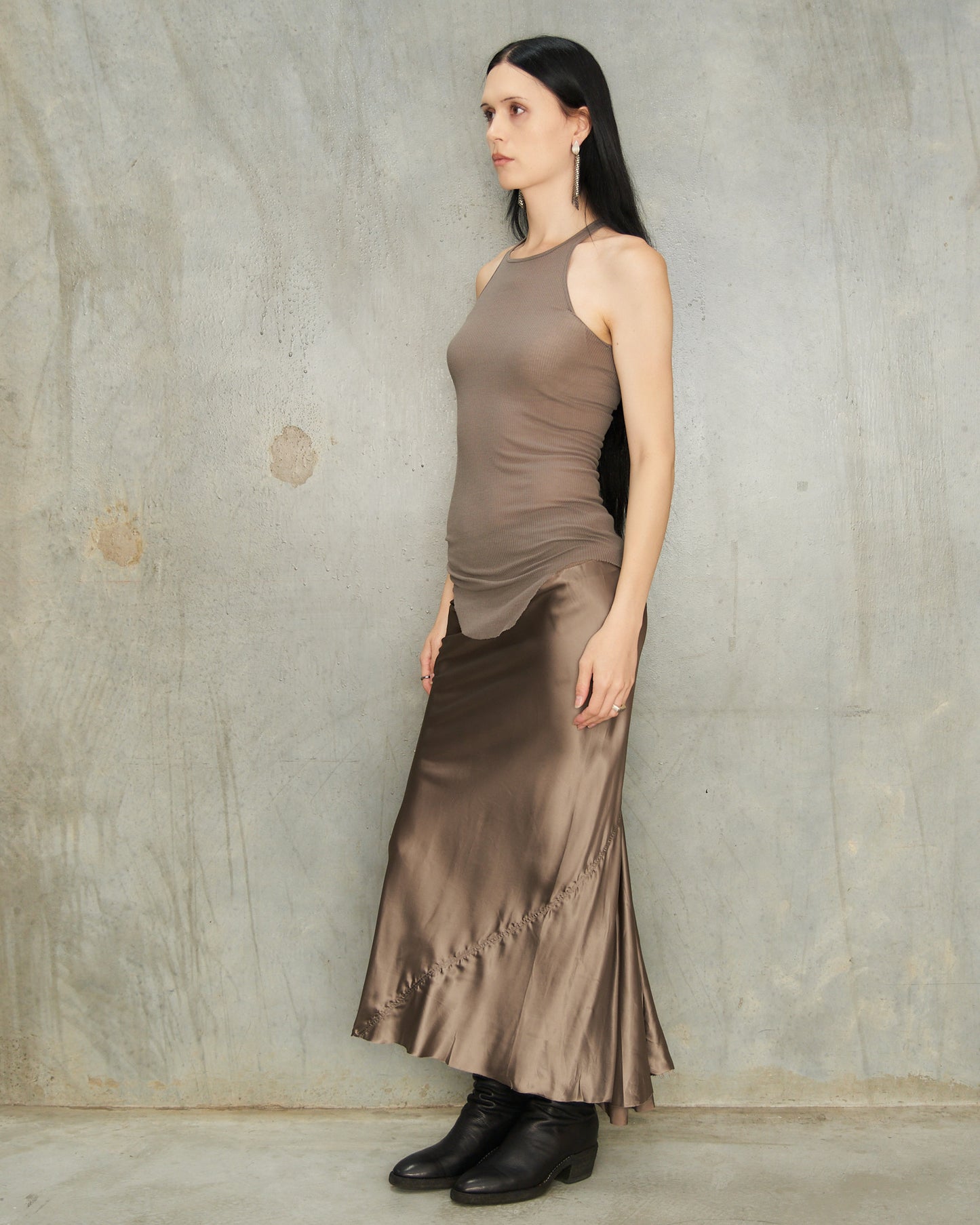 Dust Satin Calf Bias Skirt