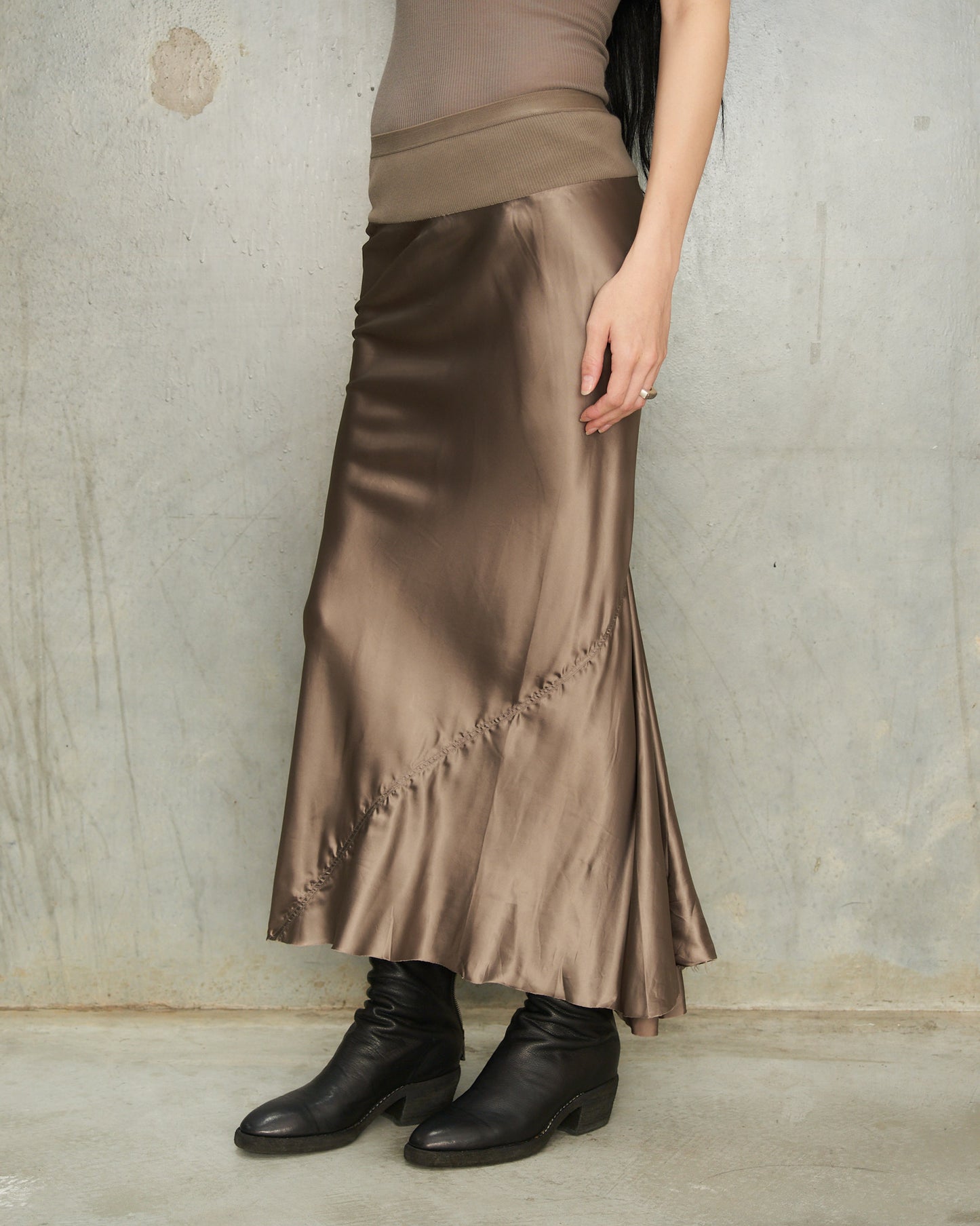 Dust Satin Calf Bias Skirt