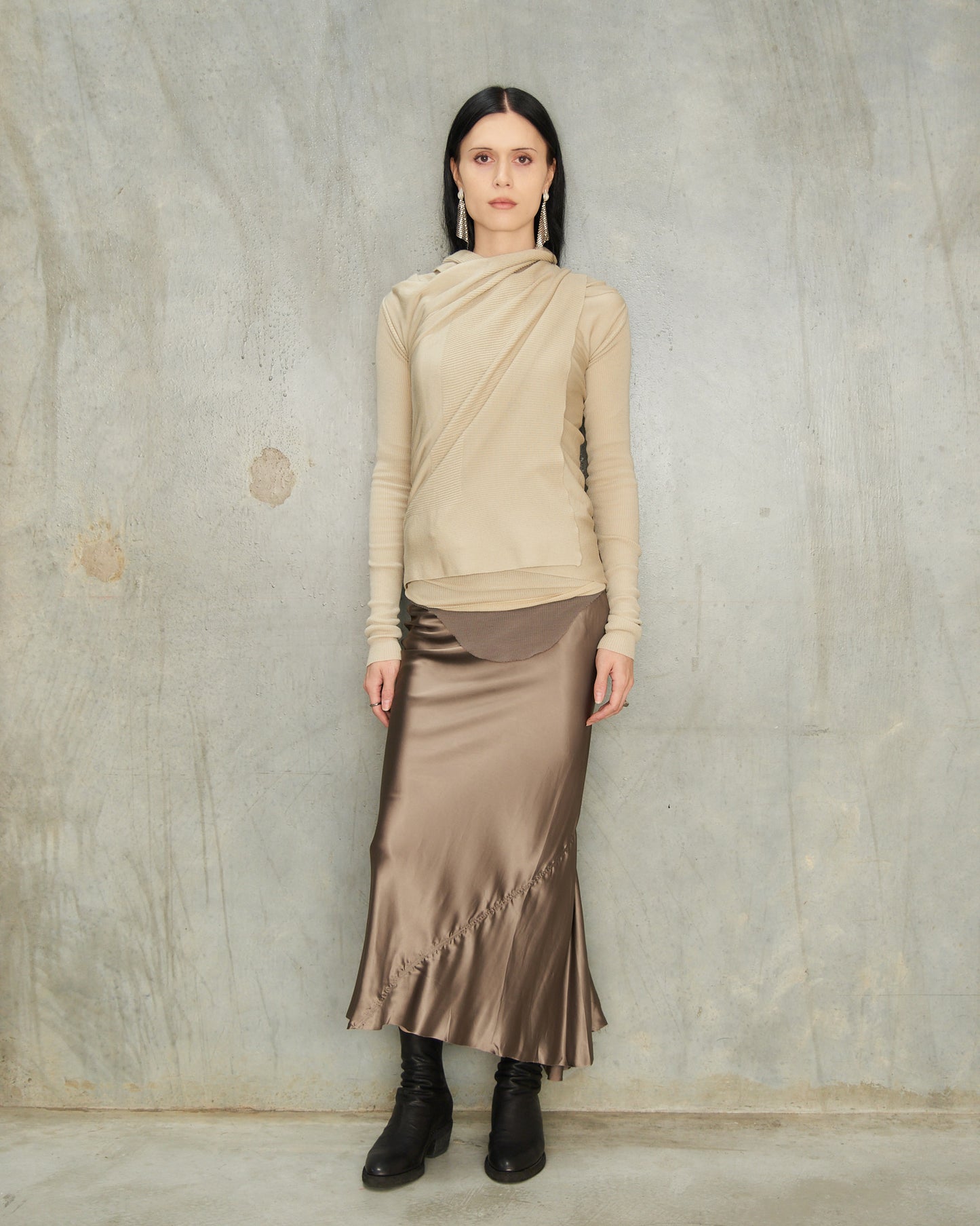 Dust Satin Calf Bias Skirt