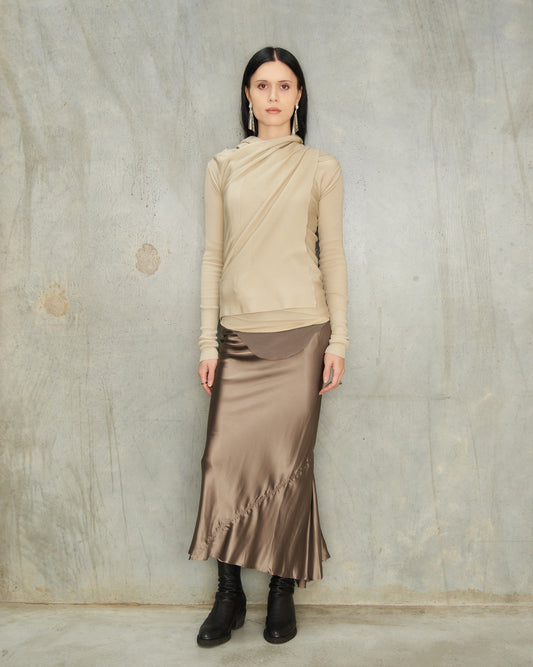 Dust Satin Calf Bias Skirt