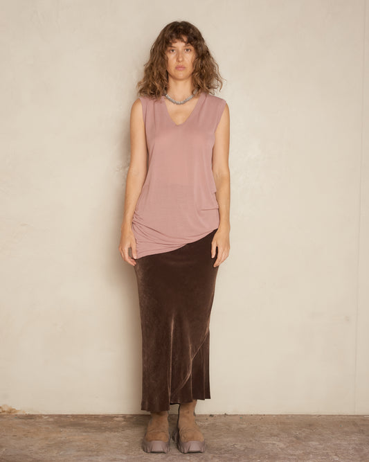 Dusty Pink V-Neck Slit Tank