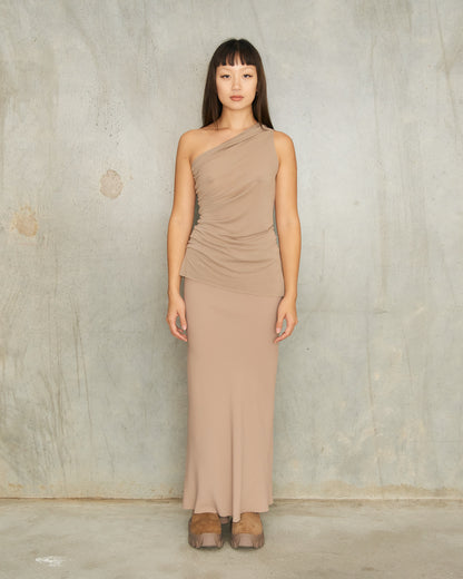Flesh Crepe Calf Bias Skirt