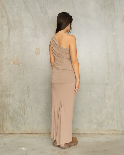 Flesh Crepe Calf Bias Skirt
