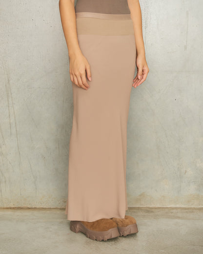 Flesh Crepe Calf Bias Skirt
