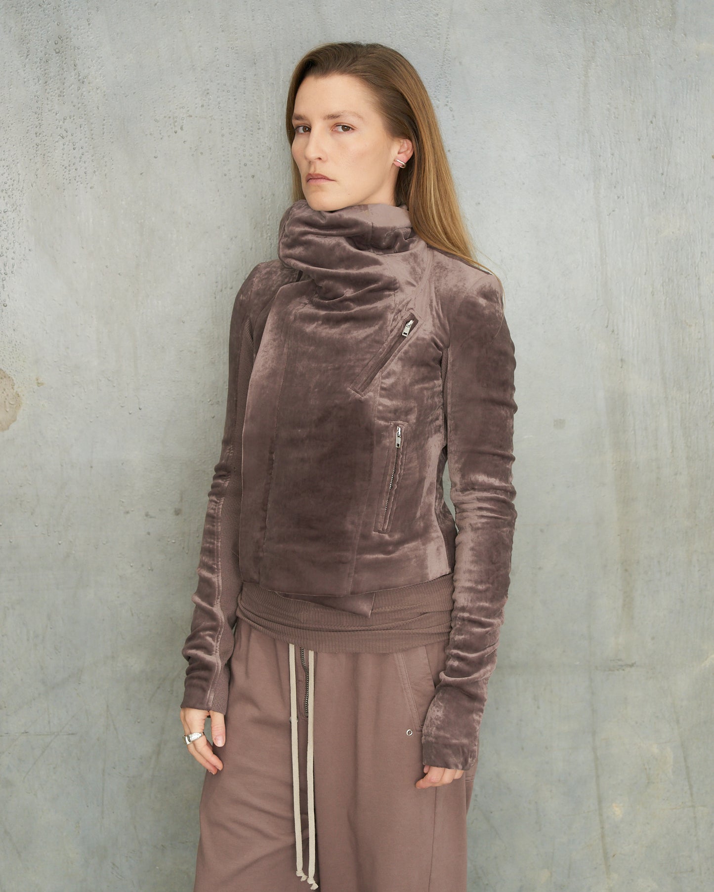 Grape Velvet Biker Jacket