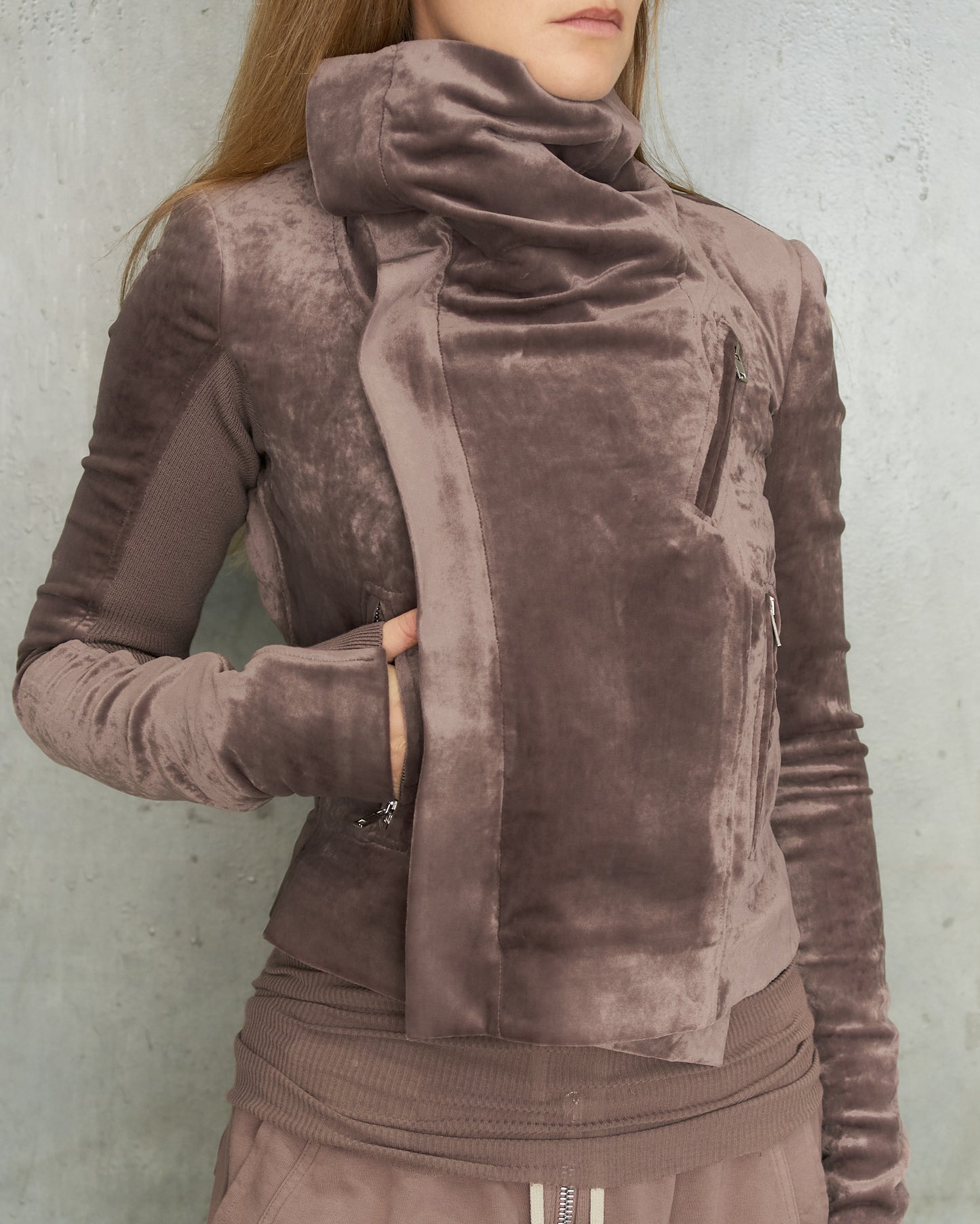 Grape Velvet Biker Jacket