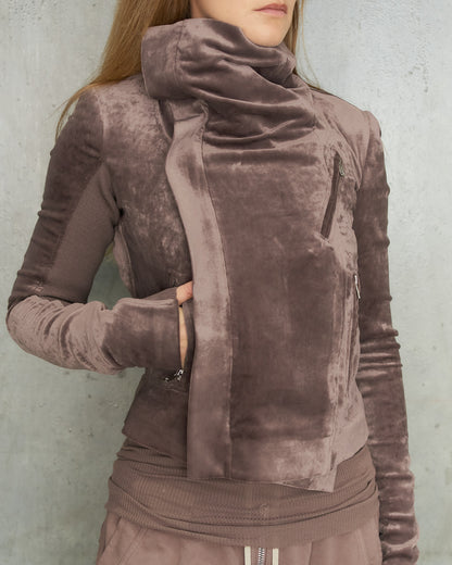 Grape Velvet Biker Jacket
