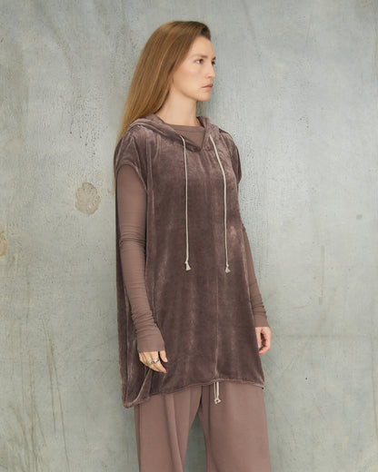 Grape Velvet Sleeveless Hoodie
