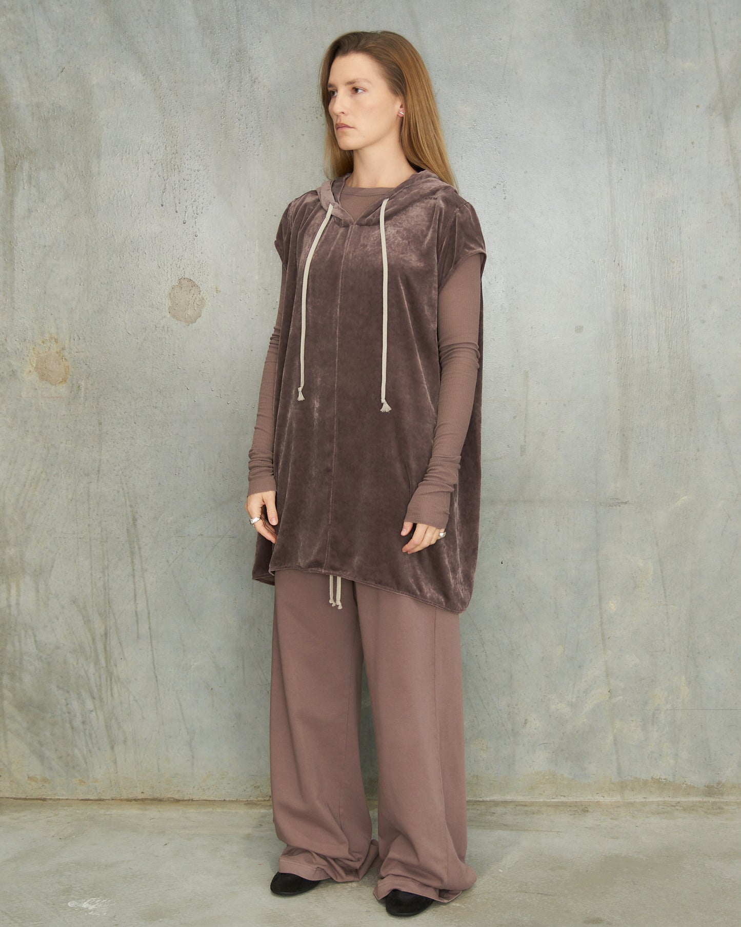 Grape Velvet Sleeveless Hoodie
