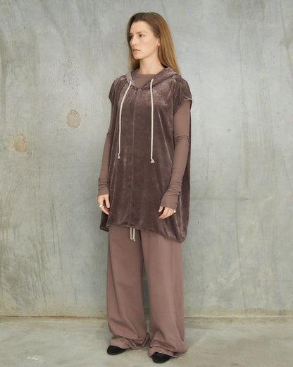 Grape Velvet Sleeveless Hoodie